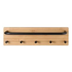 2Pcs Bathroom Wall Mounted Wooden Towel Rack with Hooks