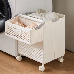 5Pcs Foldable Clothes Storage Basket with Rollers